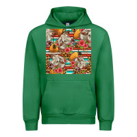 Emerald western cow with hay and flowers seamless pattern Urban Hoodie - FaDigitalArtStudio