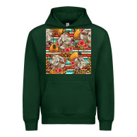 Forest Green western cow with hay and flowers seamless pattern Urban Hoodie - FaDigitalArtStudio