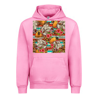 Fuchsia Pink western cow with hay and flowers seamless pattern Urban Hoodie - FaDigitalArtStudio