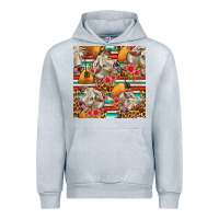 Heather Grey western cow with hay and flowers seamless pattern Urban Hoodie - FaDigitalArtStudio