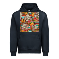 Western Cow With Hay And Flowers Seamless Pattern Urban Hoodie | Teevron
