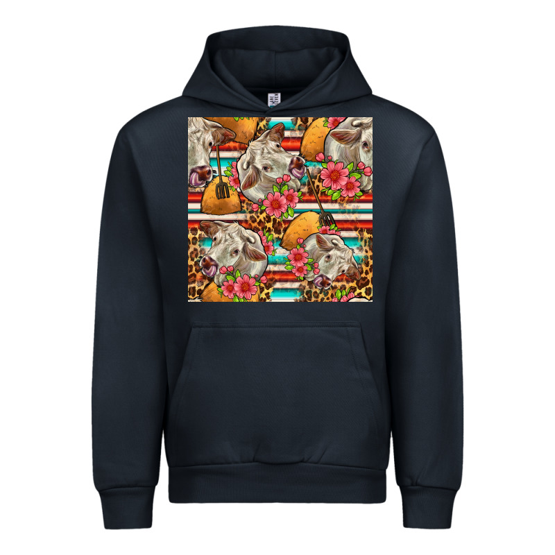 Western Cow With Hay And Flowers Seamless Pattern Urban Hoodie by FaDigitalArtStudio | Teevron