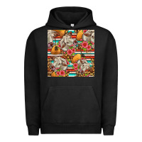 Pigment Black western cow with hay and flowers seamless pattern Urban Hoodie - FaDigitalArtStudio