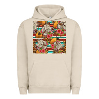 Pigment French Oak western cow with hay and flowers seamless pattern Urban Hoodie - FaDigitalArtStudio