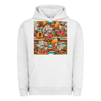 Pigment Lunar Rock western cow with hay and flowers seamless pattern Urban Hoodie - FaDigitalArtStudio