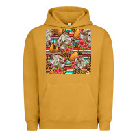 Pigment Peanut Butter western cow with hay and flowers seamless pattern Urban Hoodie - FaDigitalArtStudio