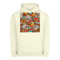 Pigment Pistachio western cow with hay and flowers seamless pattern Urban Hoodie - FaDigitalArtStudio