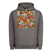 Pigment Tornado western cow with hay and flowers seamless pattern Urban Hoodie - FaDigitalArtStudio