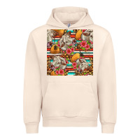 Sandshell western cow with hay and flowers seamless pattern Urban Hoodie - FaDigitalArtStudio