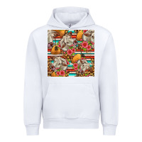 White western cow with hay and flowers seamless pattern Urban Hoodie - FaDigitalArtStudio
