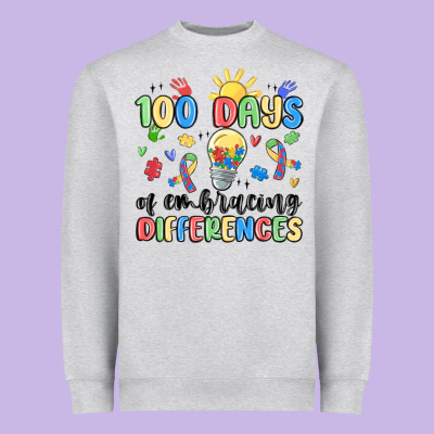 100 Days Of Embracing Differences Heavyweight Sweatshirt Designed By Maliassmallbusiness