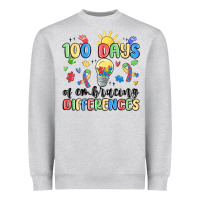 Heather Grey 100 days of embracing differences Heavyweight Sweatshirt - MaliasSmallBusiness