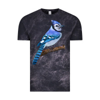 Cloud Black Blue Jay Bird Vintage Tee - LillyAllenDesigns