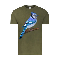 Vintage Olive Blue Jay Bird Vintage Tee - LillyAllenDesigns