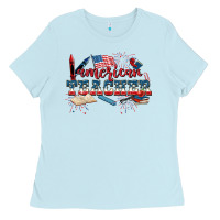 Baby Blue American Teacher 4th of July Ladies Tee - CowGirlArtShop