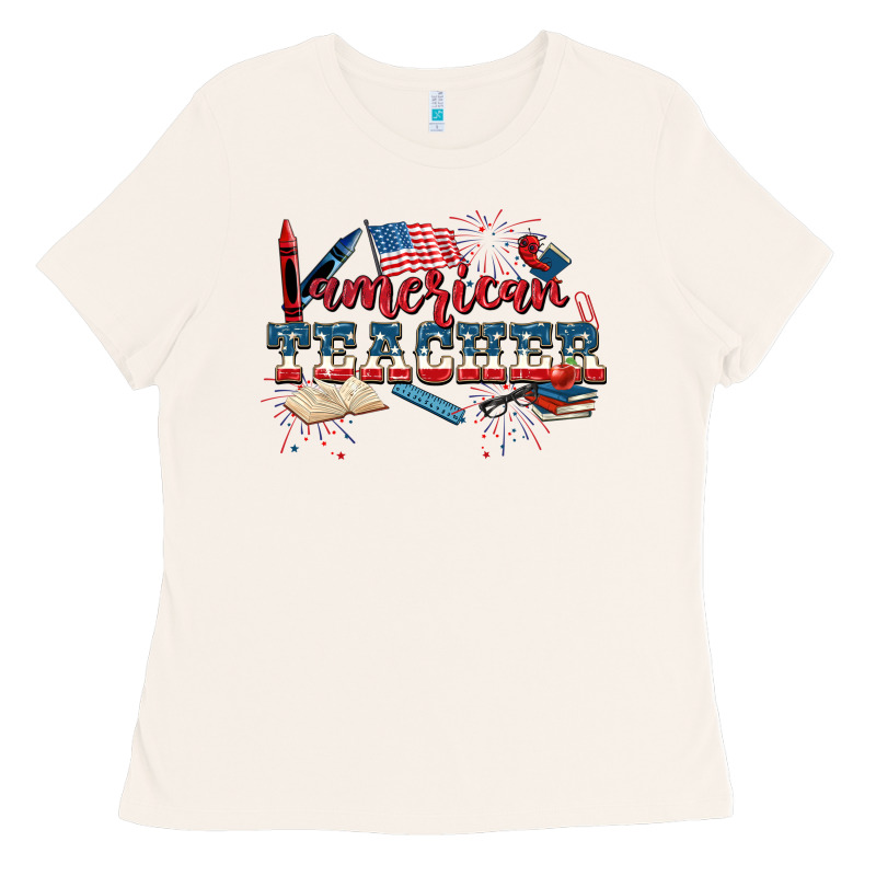 American Teacher 4th Of July Ladies Tee by CowGirlArtShop | Teevron
