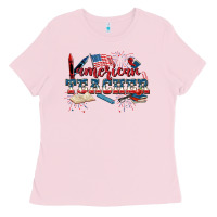 Bubblegum Pink American Teacher 4th of July Ladies Tee - CowGirlArtShop