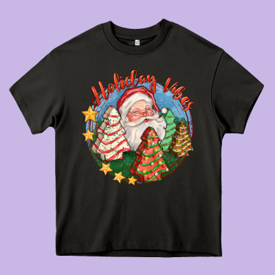 Holiday Vibes Heavy Core Tee Designed By Fadigitalartstudio
