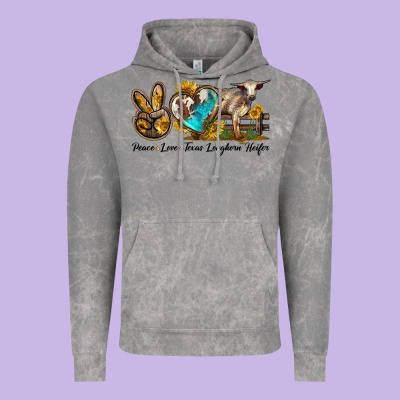 Peace Love Longhorn Heifer Vintage Hoodie Designed By Lillyallendesigns