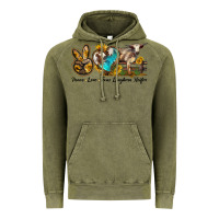 Vintage Olive peace love longhorn heifer Vintage Hoodie - LillyAllenDesigns