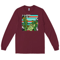Burgundy cactus cowhide coaster Long Sleeve Tee - JahusDesignShop