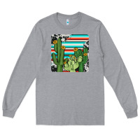 Heather Grey cactus cowhide coaster Long Sleeve Tee - JahusDesignShop