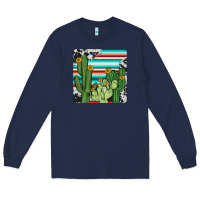 Navy cactus cowhide coaster Long Sleeve Tee - JahusDesignShop