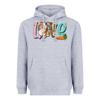 Heather Grey Love Easter Rabbit Heavyweight Hoodie - NancyCooperArtShop