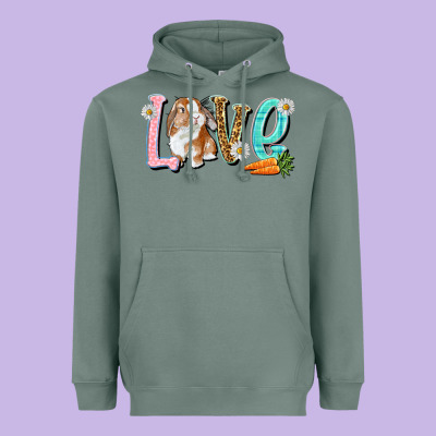 Love Easter Rabbit Heavyweight Hoodie Designed By Nancycooperartshop
