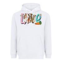 White Love Easter Rabbit Heavyweight Hoodie - NancyCooperArtShop