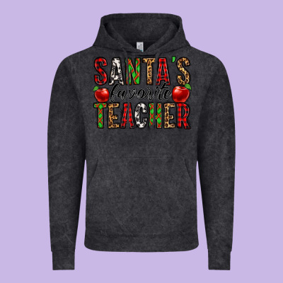 Santa's Favorite Teacher Vintage Hoodie Designed By Jasminsmagicworld