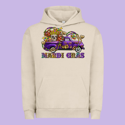 Mardi Gras Skull Truck Urban Hoodie Designed By Fadigitalartstudio