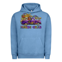 Pigment Pebble Blue mardi gras skull truck Urban Hoodie - FaDigitalArtStudio