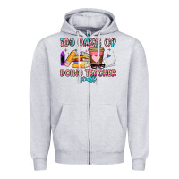 Heather Grey 100 days of doing teacher stuff Zipper Hoodie - Artiststas