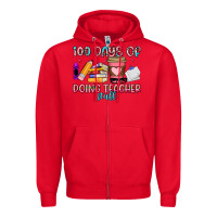 Red 100 days of doing teacher stuff Zipper Hoodie - Artiststas