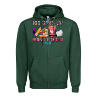 Sports Green 100 days of doing teacher stuff Zipper Hoodie - Artiststas