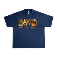 Navy Peace Love Dachshund Urban Heavy Tee - Jasminsmagicworld