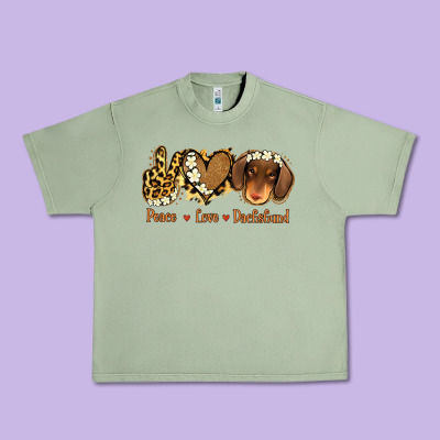 Peace Love Dachshund Urban Heavy Tee Designed By Jasminsmagicworld