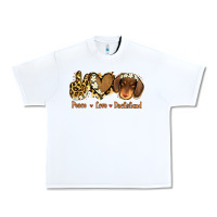 White Peace Love Dachshund Urban Heavy Tee - Jasminsmagicworld