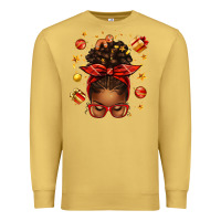 Antique Gold christmas afro messy bun Premium Sweatshirt - texasbilliewilder
