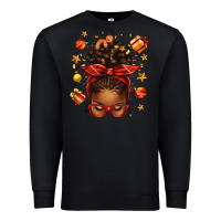 Black christmas afro messy bun Premium Sweatshirt - texasbilliewilder