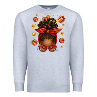Heather Grey christmas afro messy bun Premium Sweatshirt - texasbilliewilder