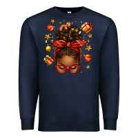 Navy christmas afro messy bun Premium Sweatshirt - texasbilliewilder