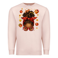 Pale Pink christmas afro messy bun Premium Sweatshirt - texasbilliewilder