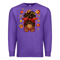 Purple christmas afro messy bun Premium Sweatshirt - texasbilliewilder