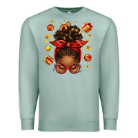 Seafoam christmas afro messy bun Premium Sweatshirt - texasbilliewilder