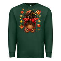 Sports Green christmas afro messy bun Premium Sweatshirt - texasbilliewilder