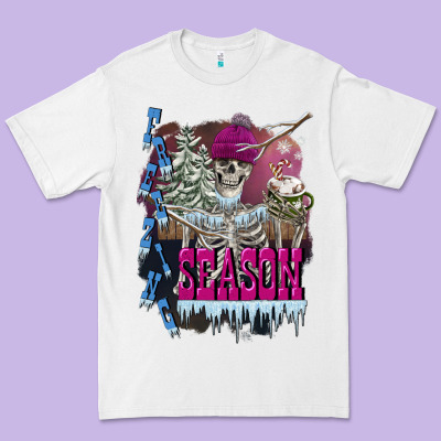 Freezing Season Skeleton Premium Tee Designed By Fadigitalartstudio