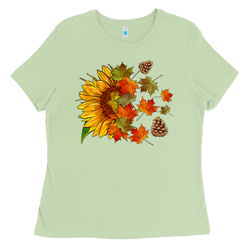 Sunflower And Autumn Leaves Ladies Tee by HRA Design Shop | Teevron