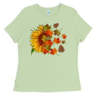 Matcha sunflower and autumn leaves Ladies Tee - HRA Design Shop